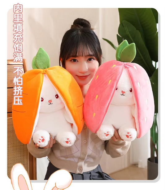 Rabbit New Creative Strawberry Rabbit Plush Soft Doll Hug Pillow