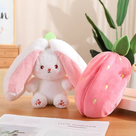 Rabbit New Creative Strawberry Rabbit Plush Soft Doll Hug Pillow